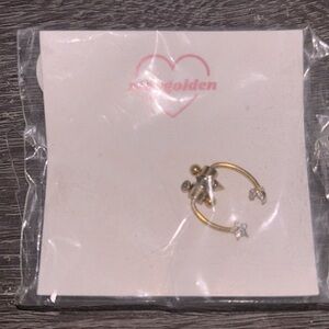 Fake faux septum nose rings in yellow gold stainlesss steal Nickel Free